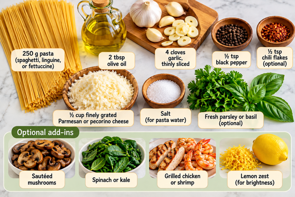 pasta ingredient recipe collage