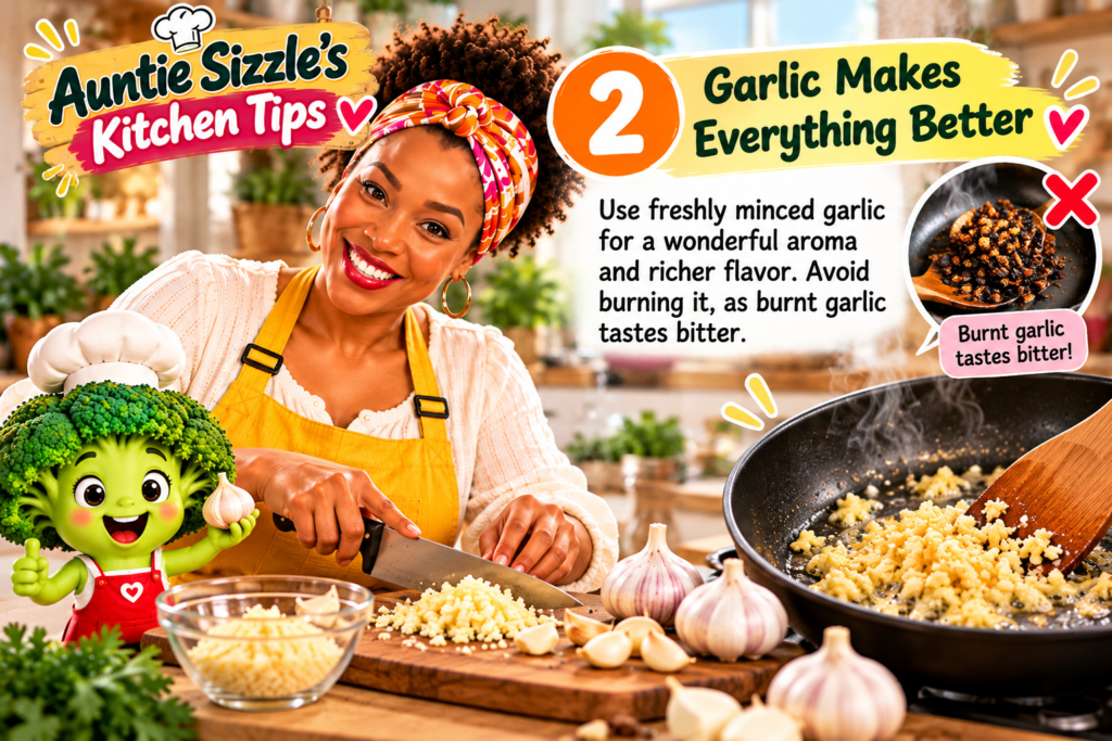 auntie sizzle’s garlic tips
