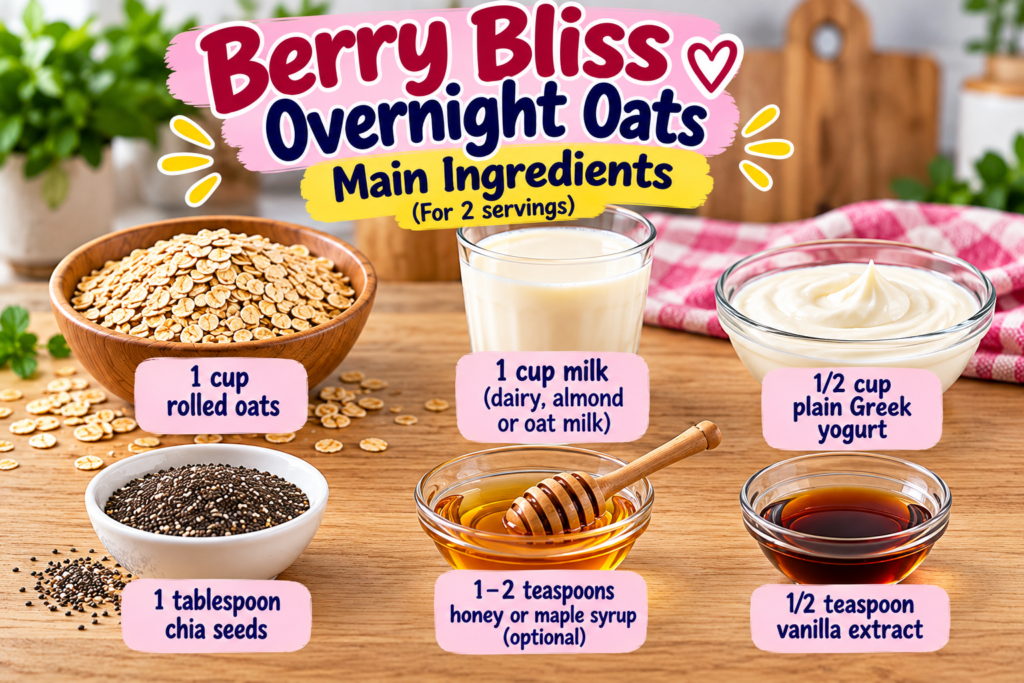 berry bliss overnight oats ingredients