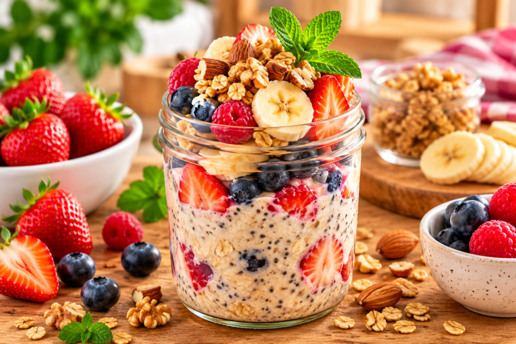 berry overnight oats breakfast parfait