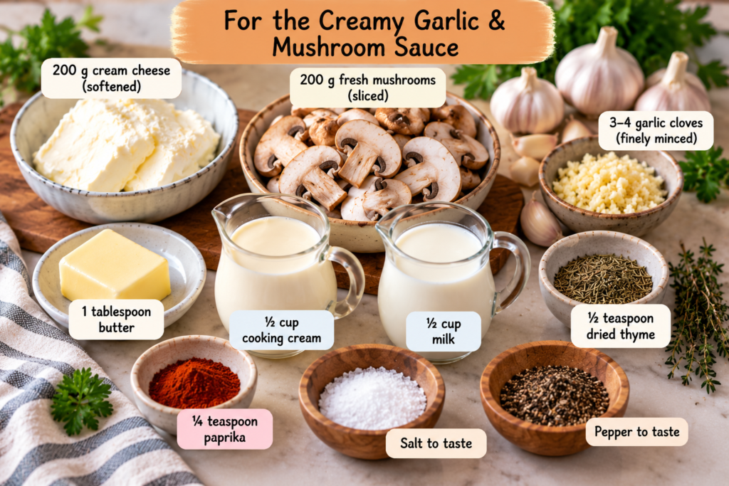 creamy garlic mushroom sauce ingredients